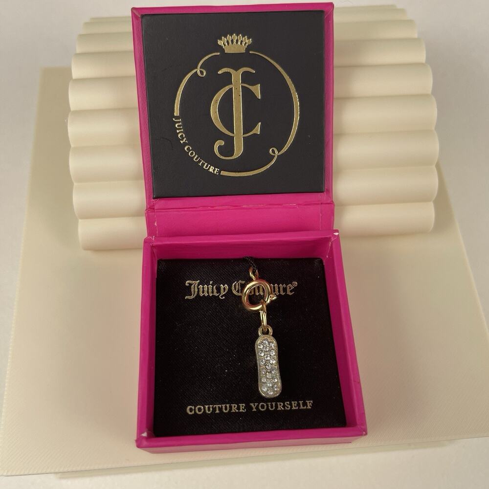 Juicy Couture Crystal Skateboard Charm Retired NWT w/ Box YJRU5841 Gold Tone